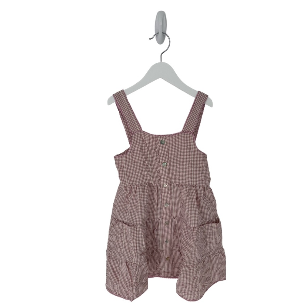 For Love & Lemons Lavender Gingham Button-Down Toddle Dress (2) 8T $80‎